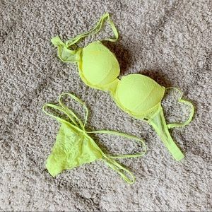 Victoria’s Secret Lime Neon Lace Bra Panty Set